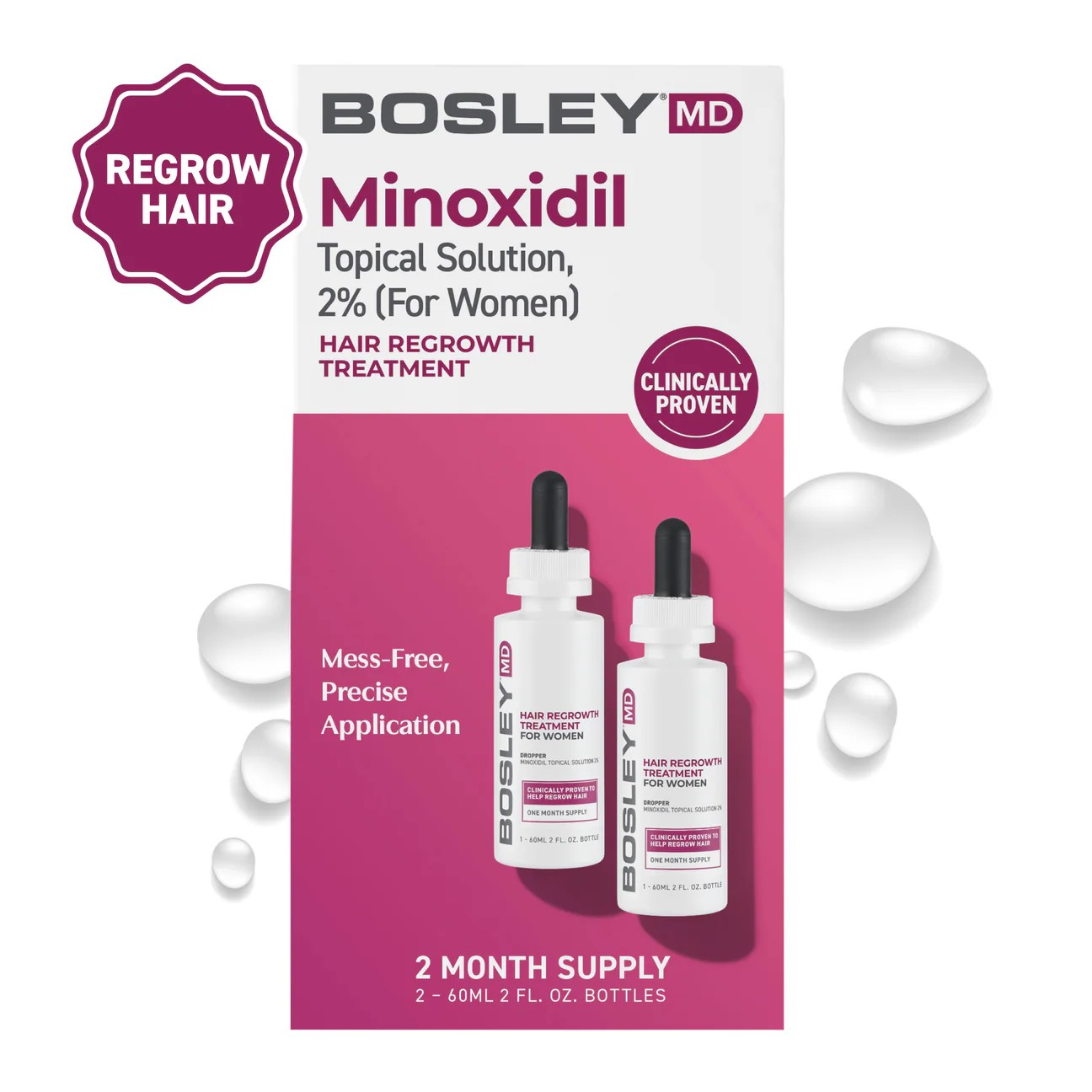 BOSLEY MD WOMEN'S REGULAR STRENGTH MINOXIDIL 2% TOPICAL (DROPPER) 2 MONTH SUPPLY