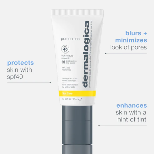 DERMALOGICA PORESCREEN MINERAL SUNSCREEN SPF40 - protects, preps, enhances