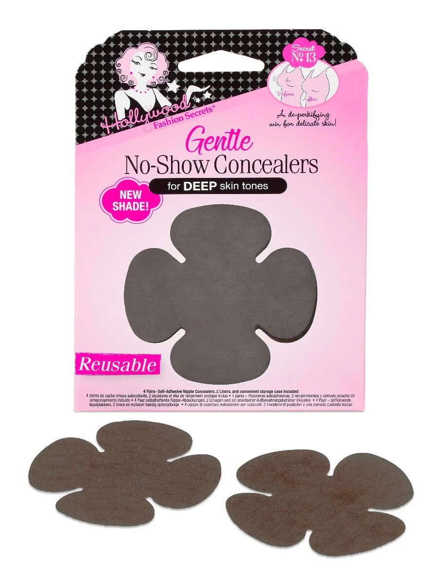 HOLLYWOOD FASHION SECRETS GENTLE NO-SHOW CONCEALERS, DEEP SKIN TONES