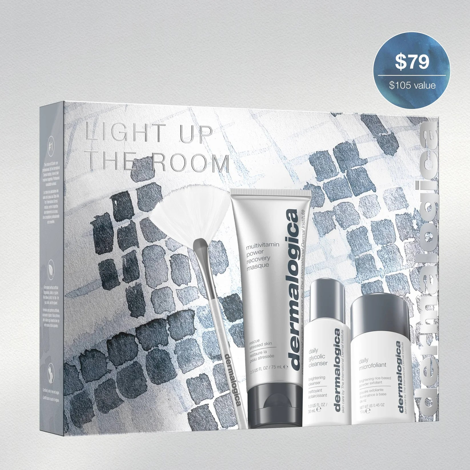 DERMALOGICA LIGHT UP THE ROOM SET (1 FULL-SIZE + 2 TRAVEL-SIZE) - renew dull, uneven skin tone