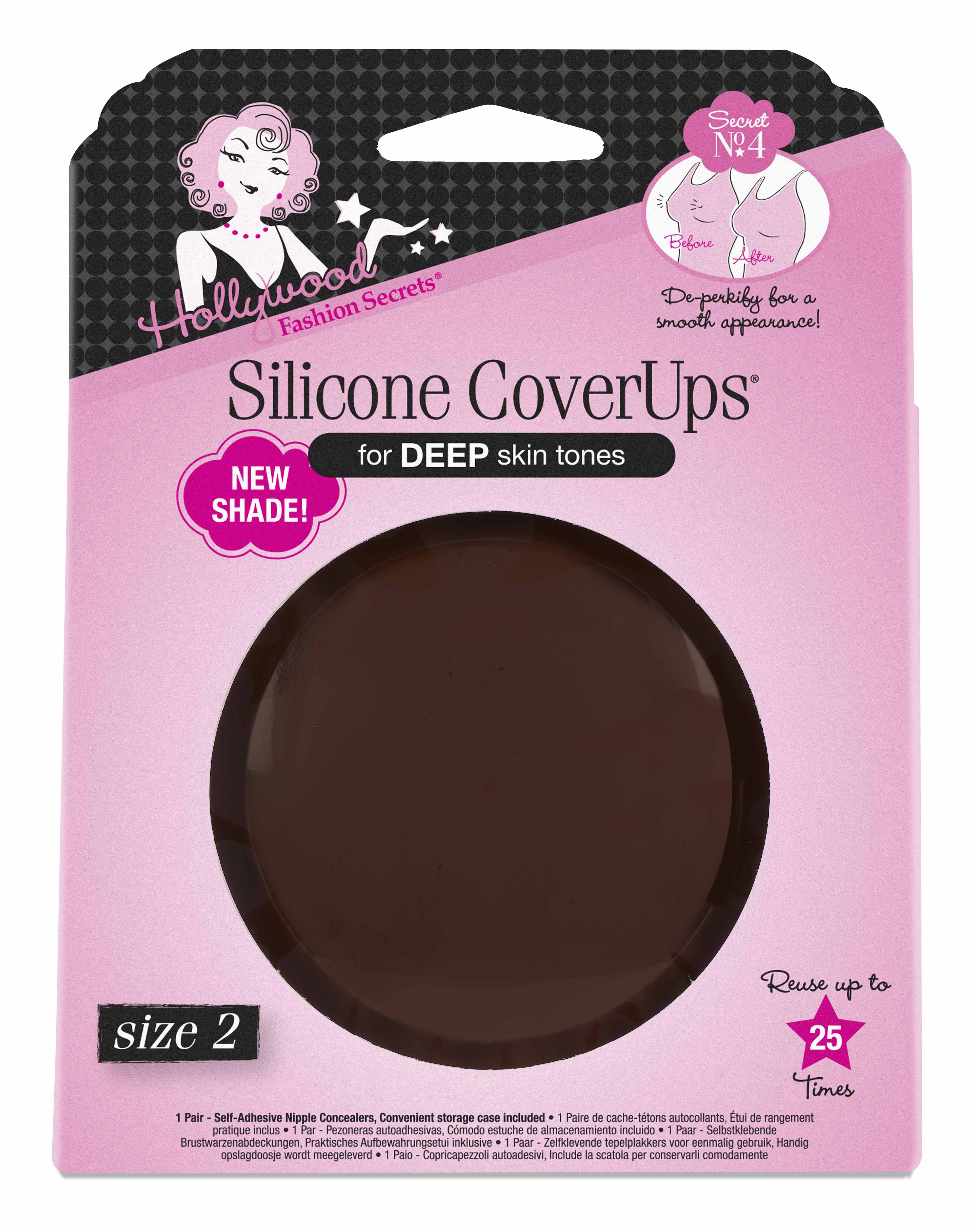 HOLLYWOOD FASHION SECRETS SILICONE COVERUPS®, DEEP SKIN TONE, SIZE 2