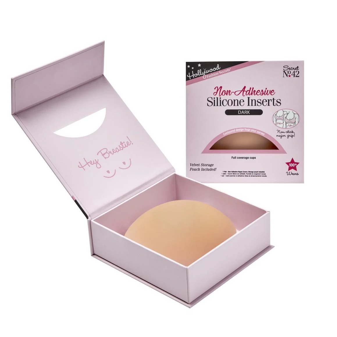 HOLLYWOOD FASHION SECRETS NON-ADHESIVE SILICONE INSERTS DARK