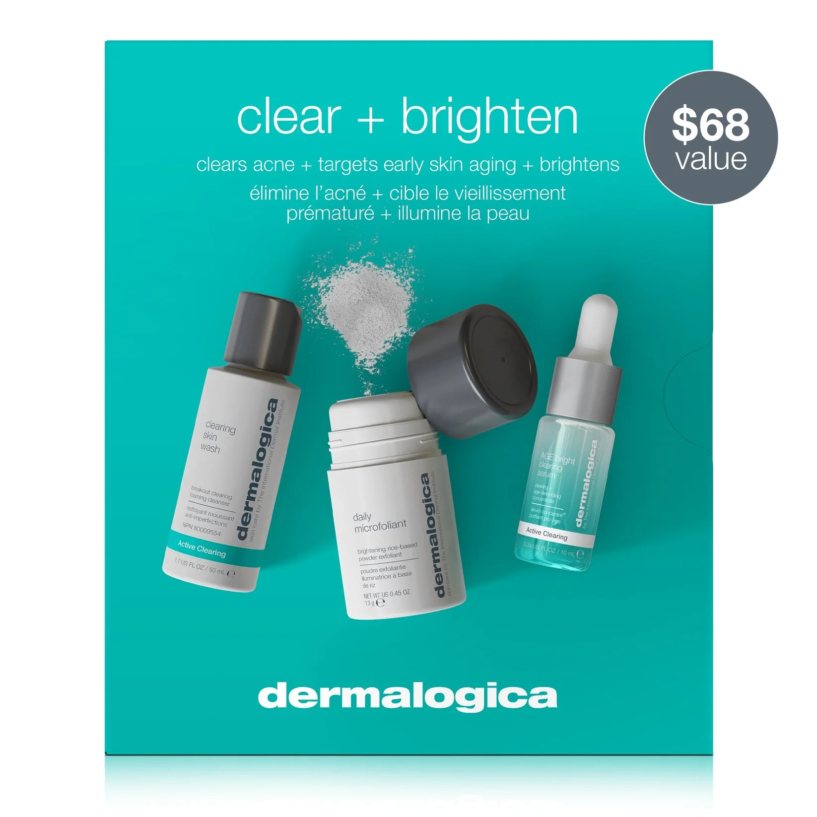DERMALOGICA CLEAR AND BRIGHTEN KIT - clears, smooths, brightens