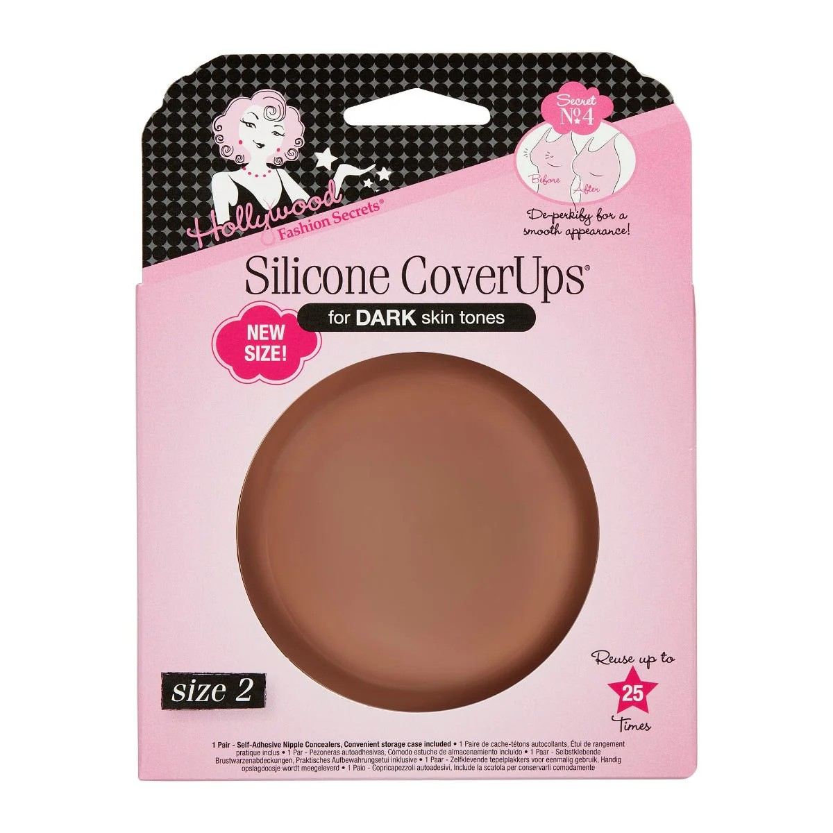 HOLLYWOOD FASHION SECRETS SILICONE COVERUPS®, DARK SKIN TONE, SIZE 2