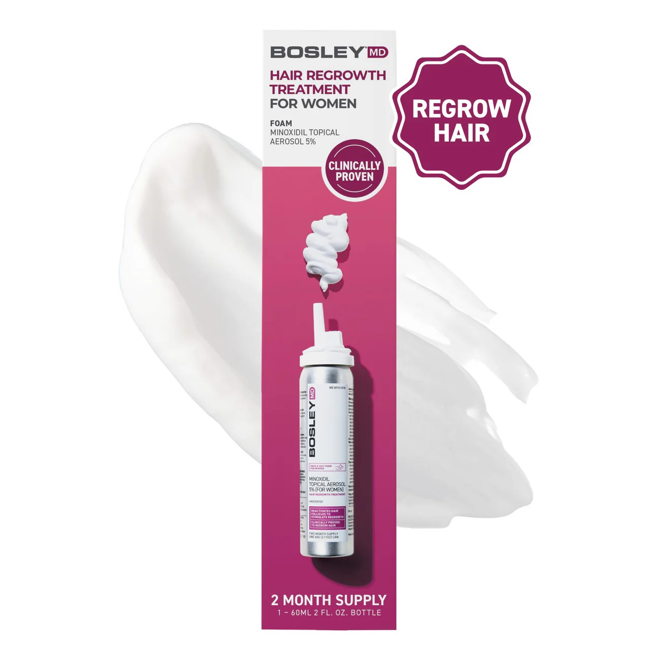 BOSLEY MD WOMEN'S EXTRA STRENGTH MINOXIDIL 5% TOPICAL (FOAM) 2 MONTH SUPPLY