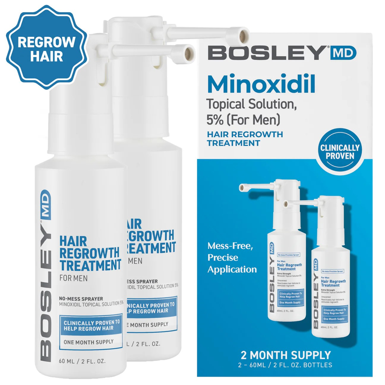 BOSLEY MD MEN'S EXTRA STRENGTH MINOXIDIL 5% TOPICAL (SPRAYER) 2 MONTH SUPPLY