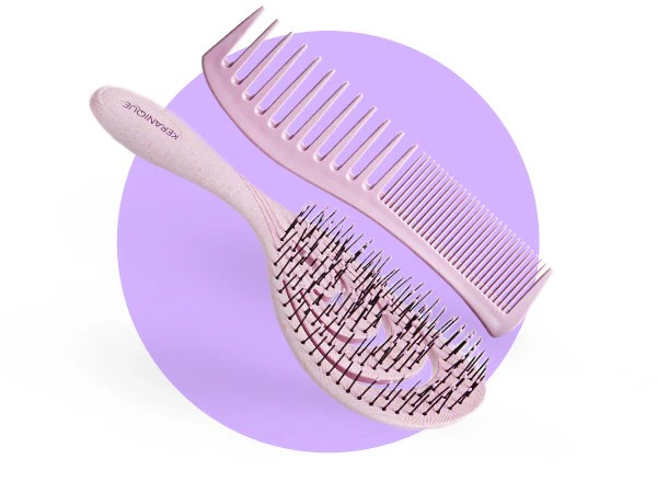 KERANIQUE ANTI-BREAKAGE BRUSH & DETANGLING COMB SET