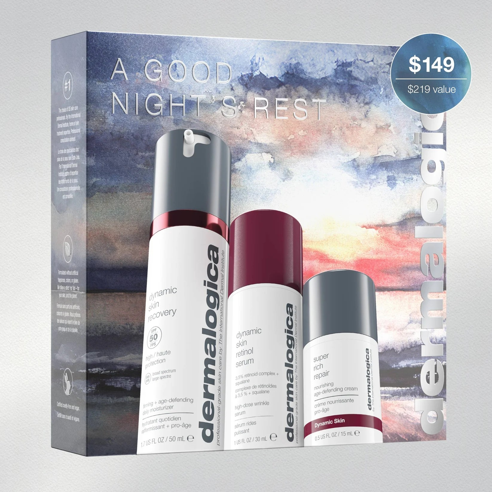 DERMALOGICA A GOODNIGHTS REST SET (2 FULL-SIZE + 1 TRAVEL-SIZE) - day-to-night renewal