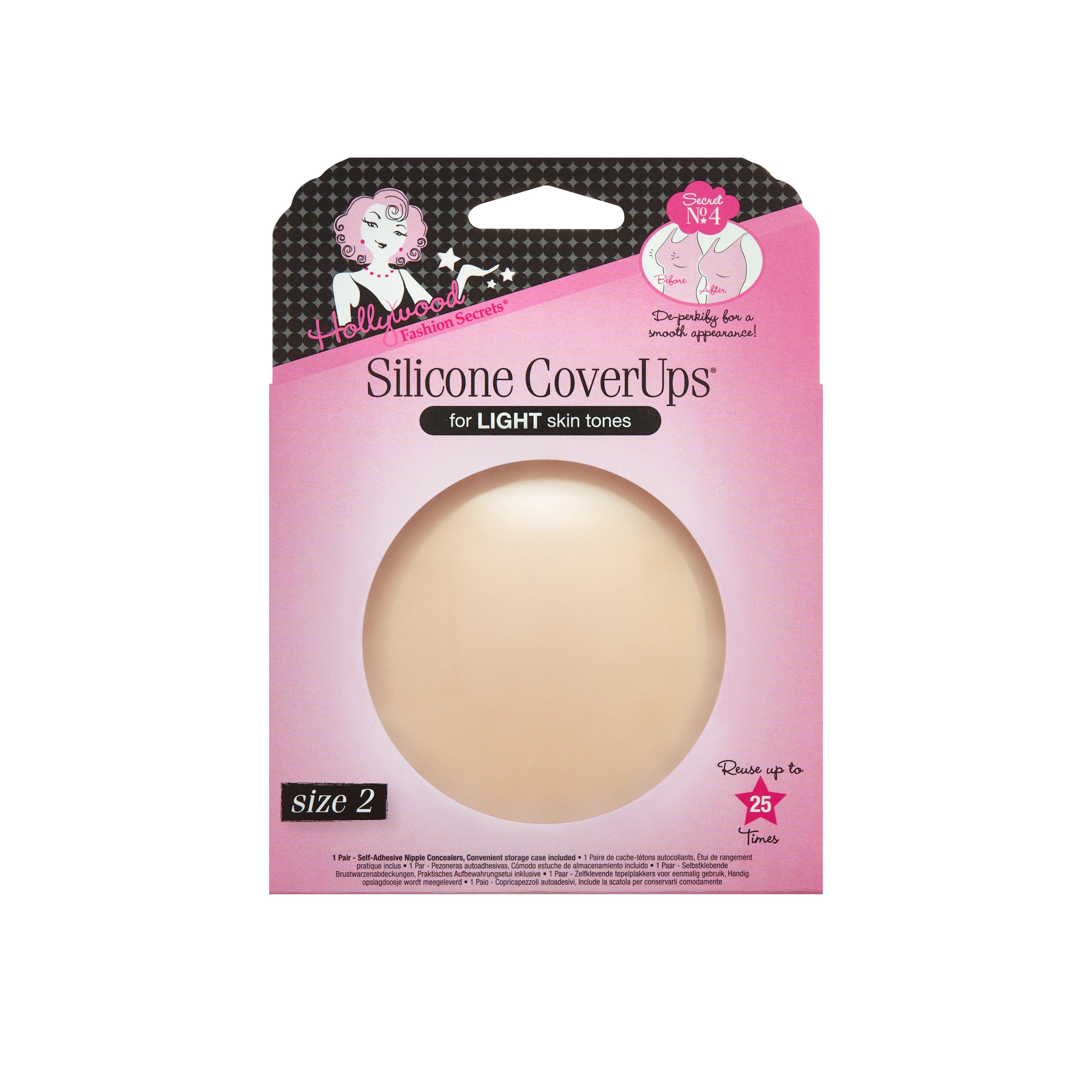 HOLLYWOOD FASHION SECRETS SILICONE COVERUPS®, LIGHT SKIN TONE, SIZE 2