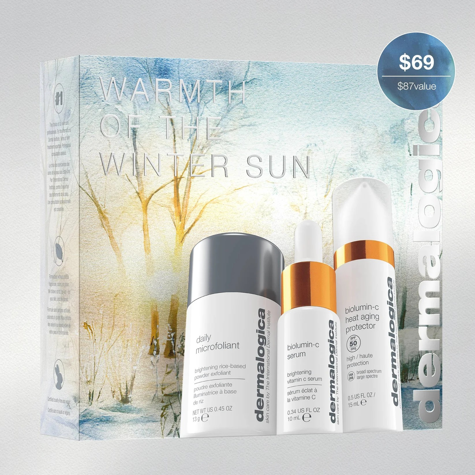 DERMALOGICA WARMTH OF THE WINTER SUN SET (3 TRAVEL-SIZE) - brighten, hydrate, smooth