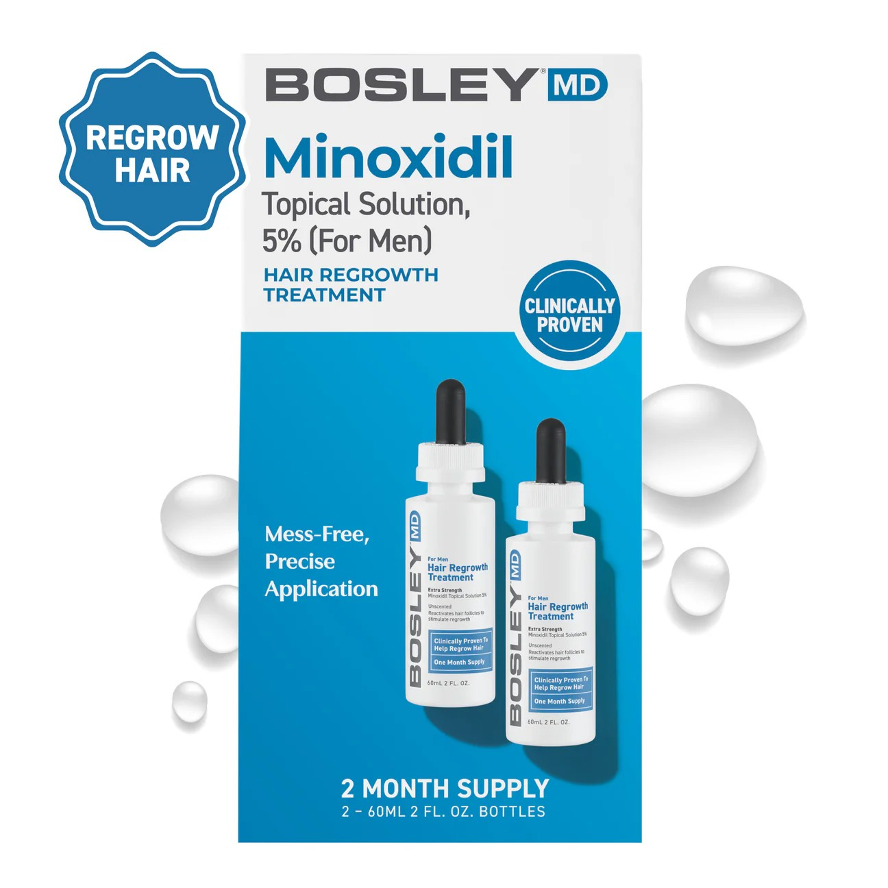 BOSLEY MD MEN'S EXTRA STRENGTH MINOXIDIL 5% TOPICAL (DROPPER) 2 MONTH SUPPLY